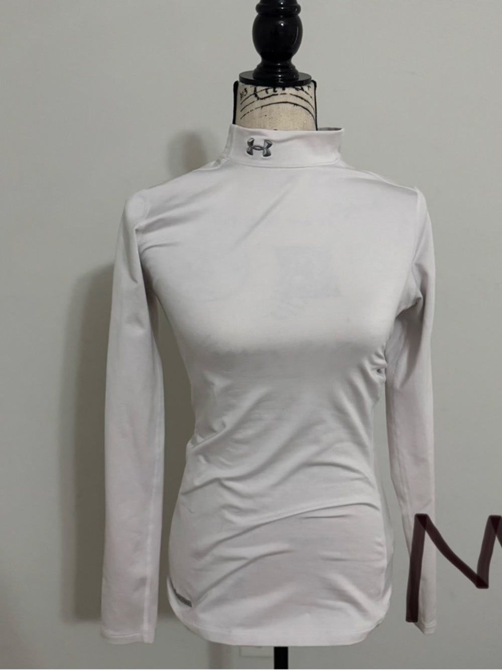 Under Armour White Long Sleeve Mock Neck Performance Top
